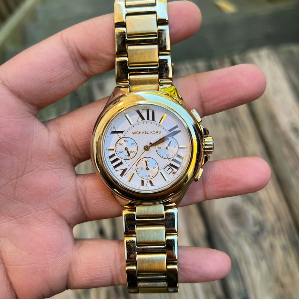Michael Kors Women's Camille Chronograph Gold-Tone  Watch 43mm - Picture 6 of 10